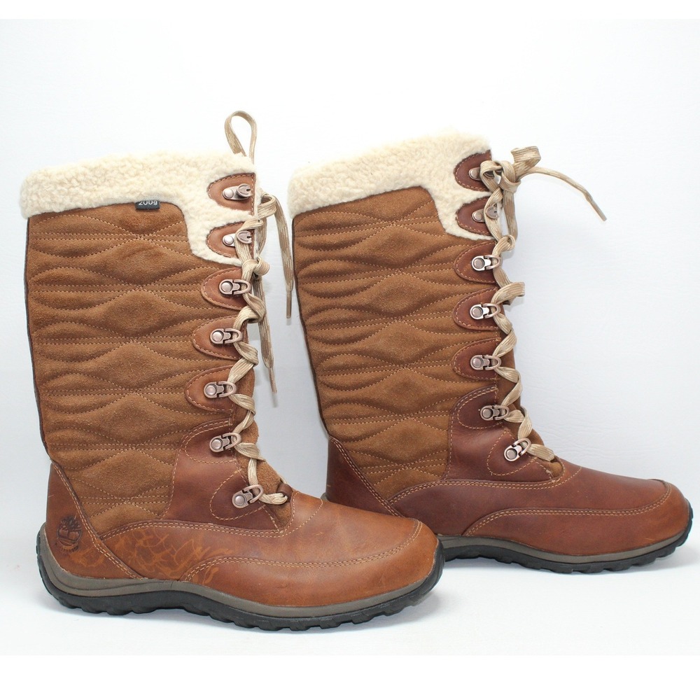 Timberland Mount Hope Mid‎ Waterproof Winter Boots Brown Leather Womens 8.5 NWOB
